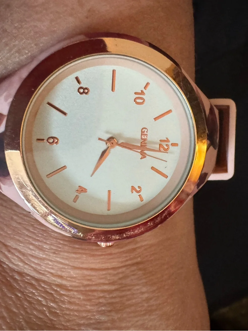 Geneva Rose-Gold Accent Floral Silicone Watch